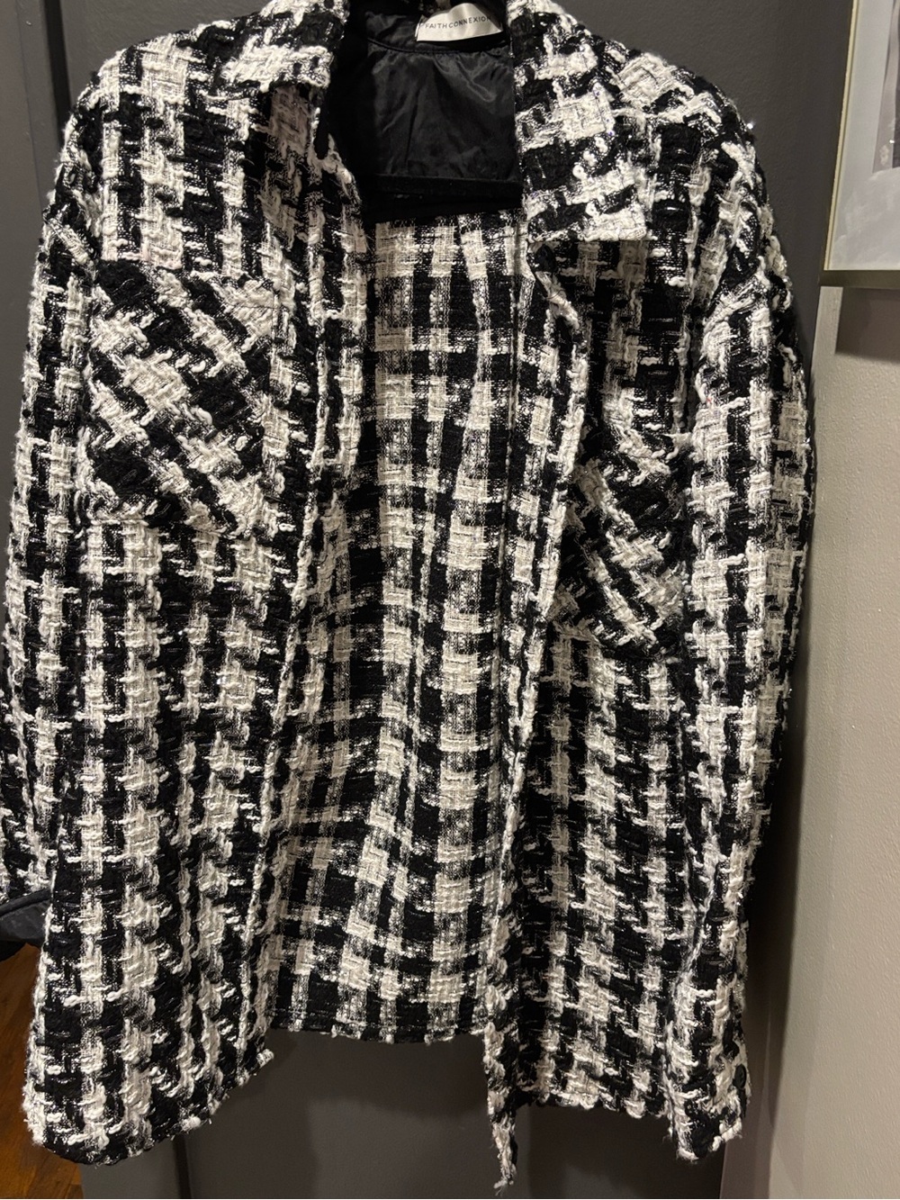 Faith Connexion Black and White Tweed Blazer Jacket